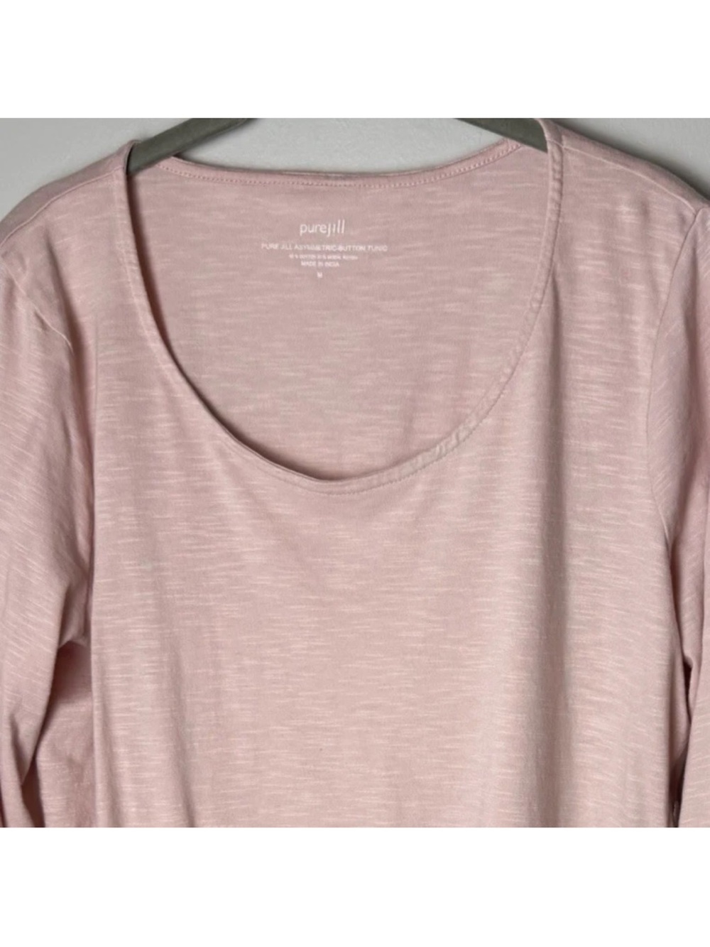 J. Jill Pure Jill Asymmetric Button Tunic Top Size Medium Pink Cotton Blend - Picture 3 of 7